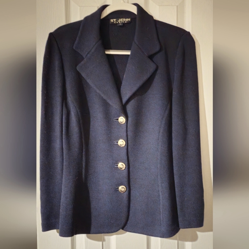 Vintage Women's St. John Basics Santana Knit Classic Blazer Jacket Size 10.